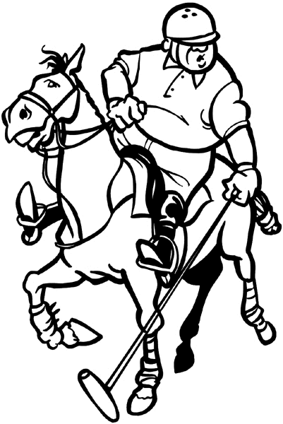 Polo player on horse vinyl sticker. Customize on line. Sports 085-1114